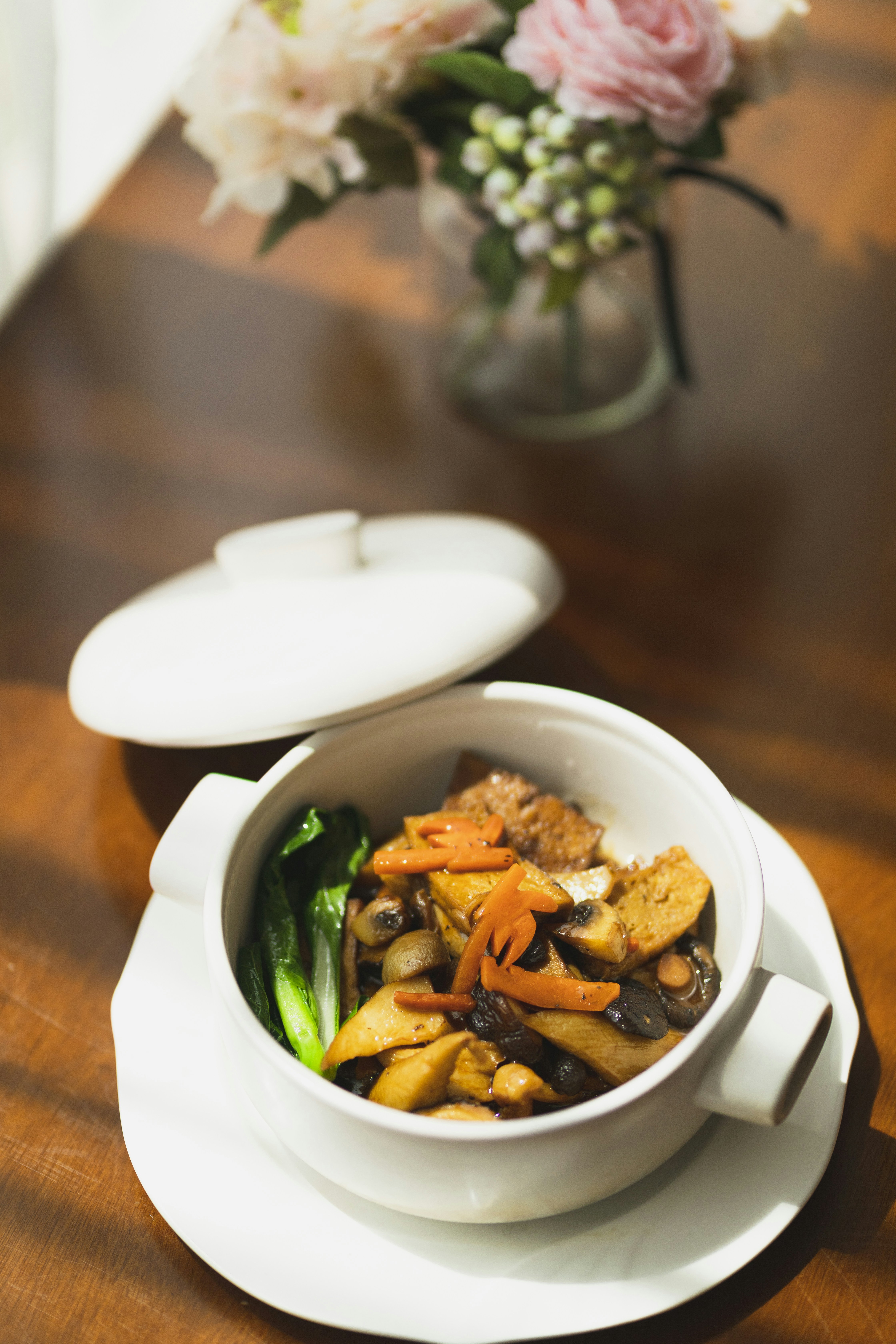 white ceramic bowl with food