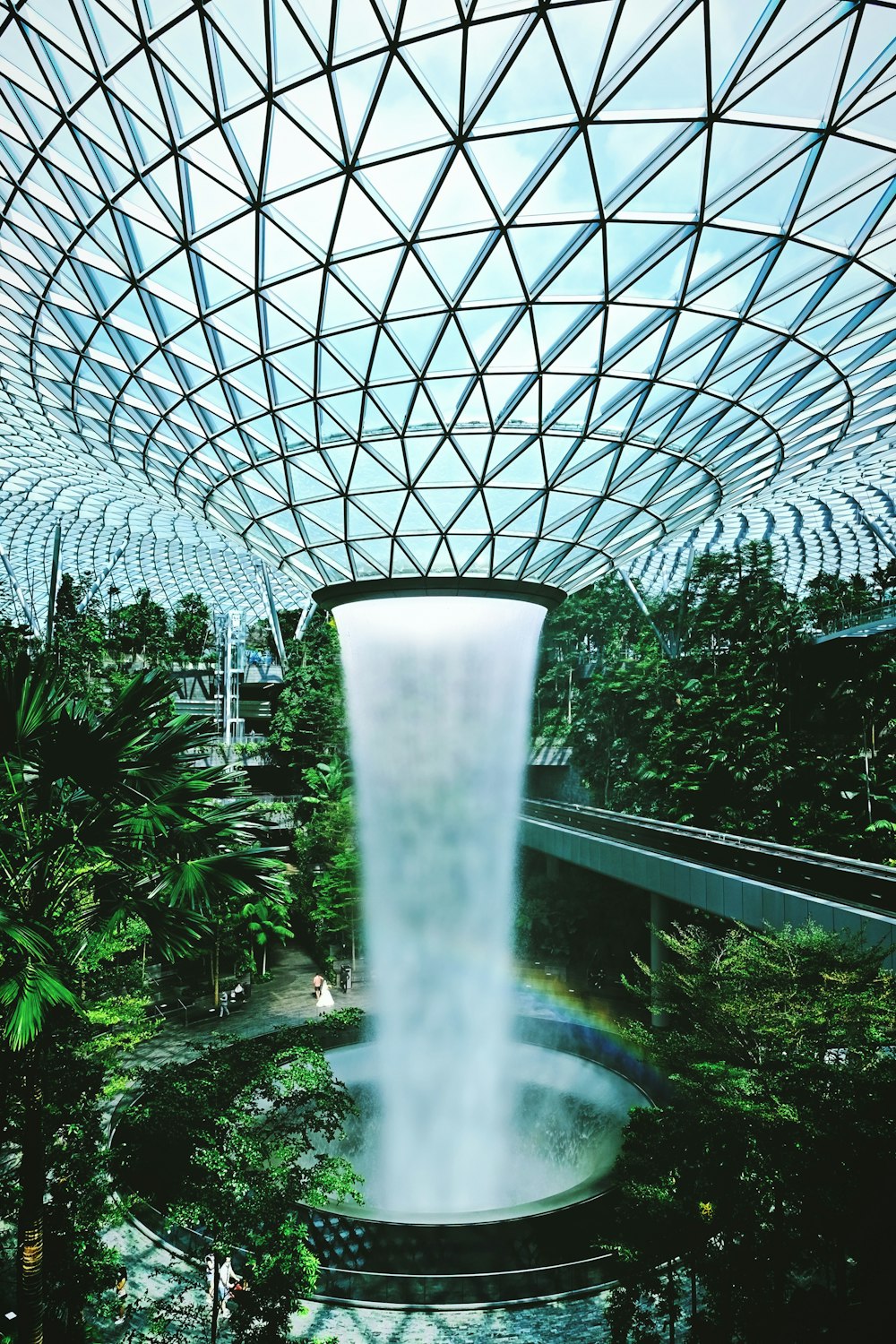 white metal framed glass dome building