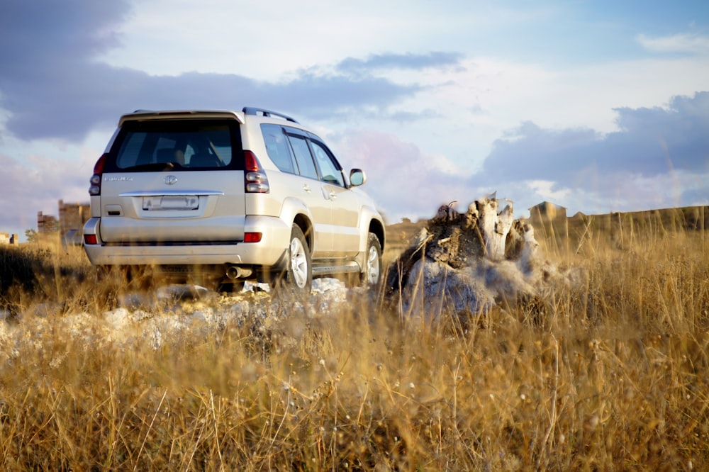 white suv on brown grass field during daytime