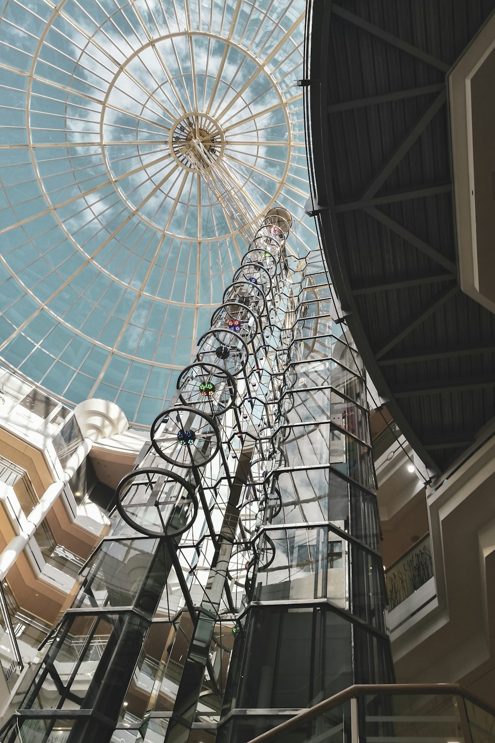 blue and white glass roof