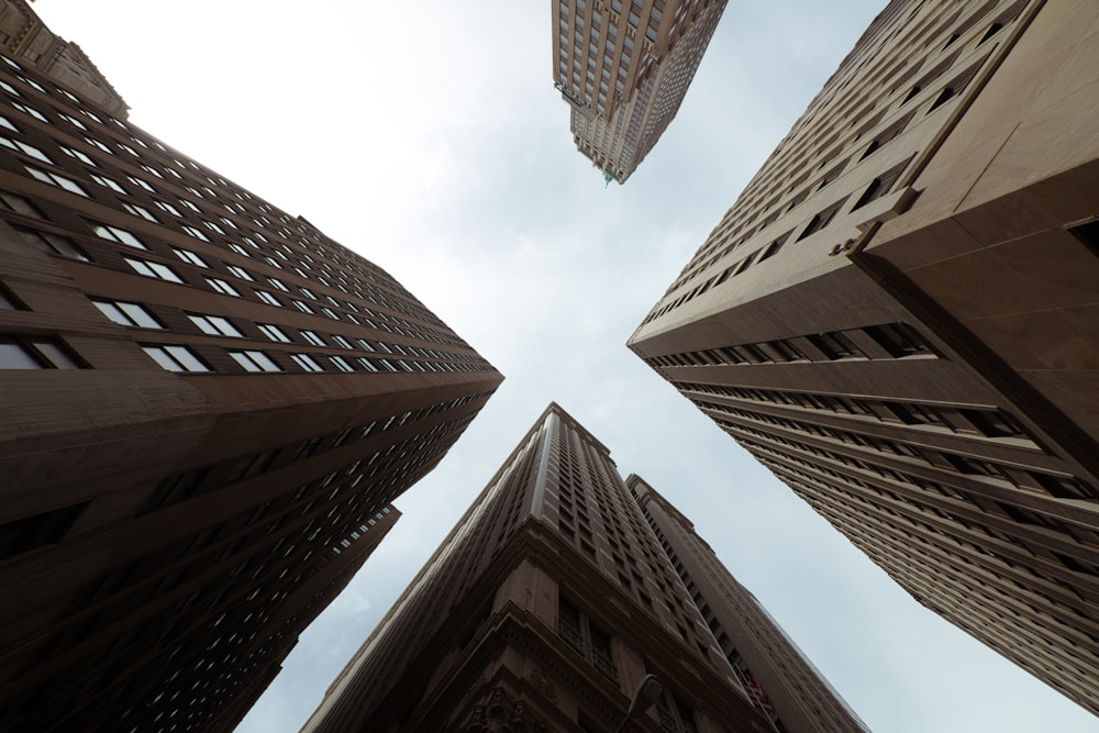 worms eye view of high rise buildings