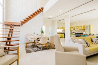 white sectional couch on living room
