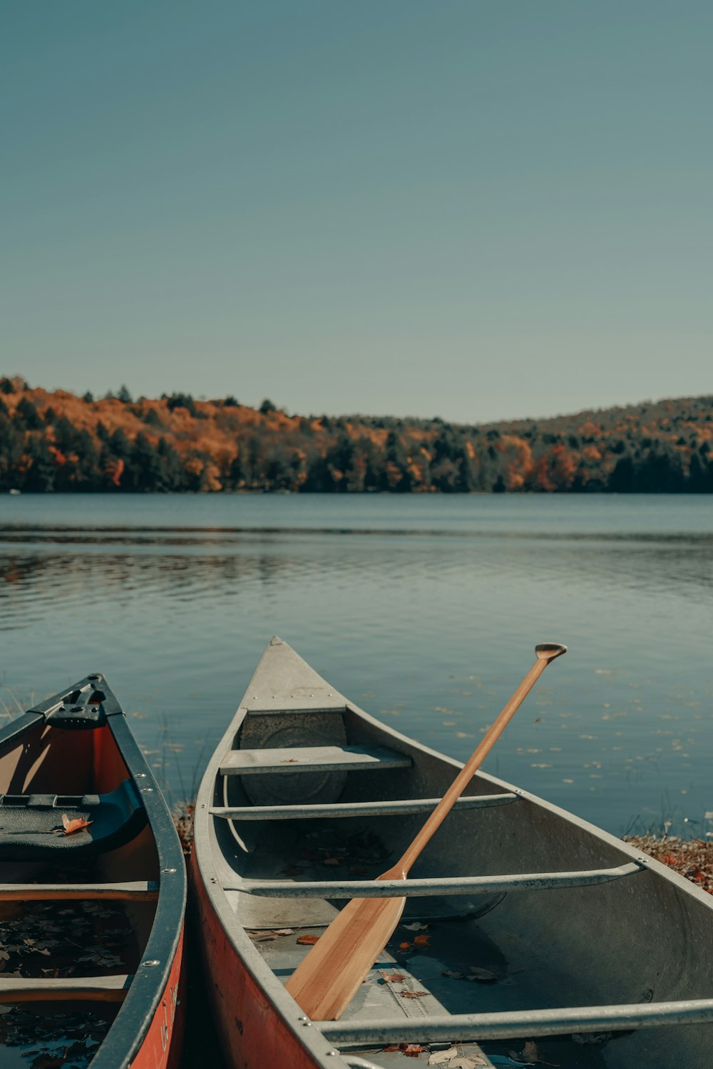 red and brown boat on lake during daytime