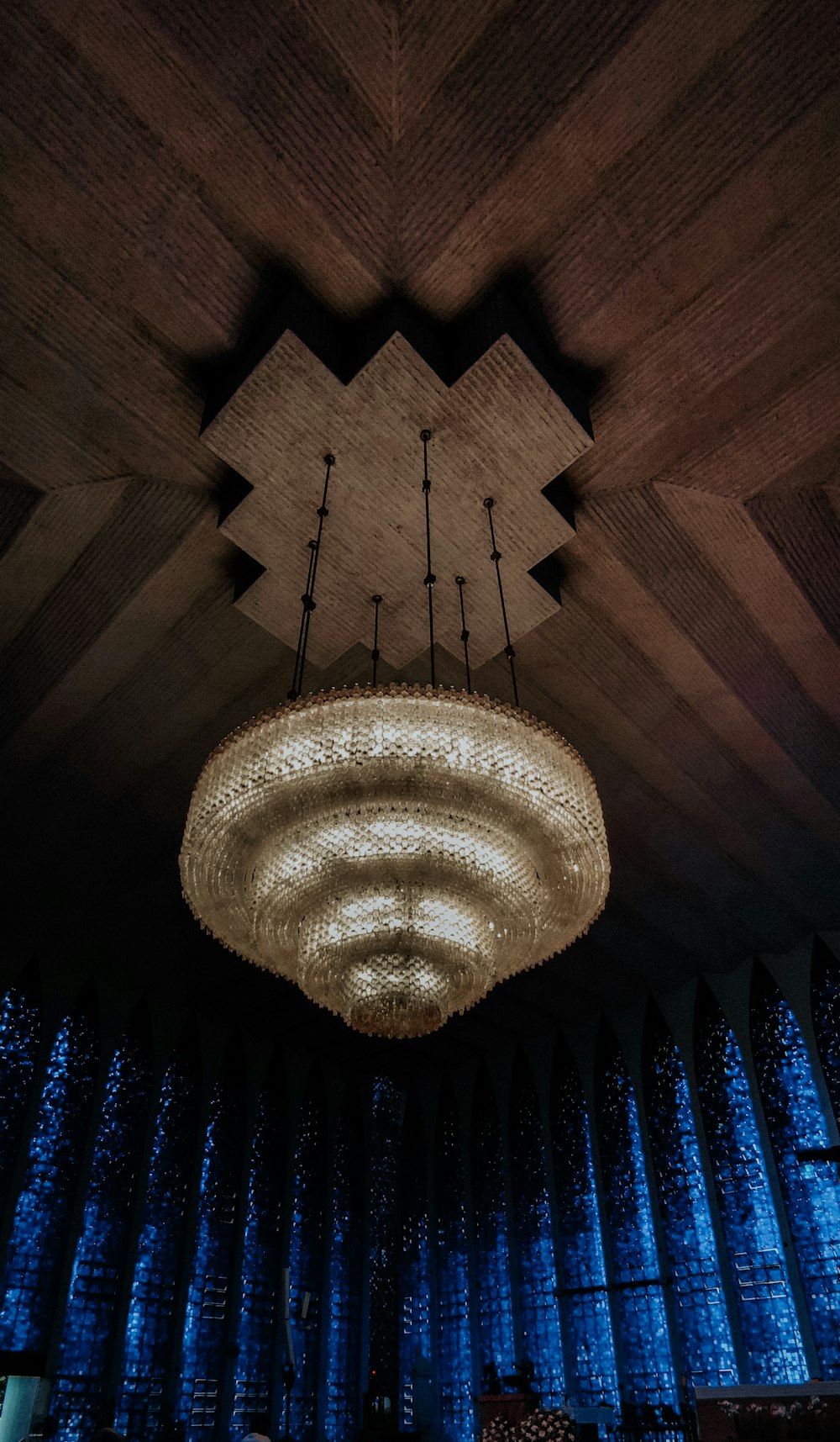 brown and blue wooden ceiling