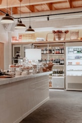white and brown wooden counter