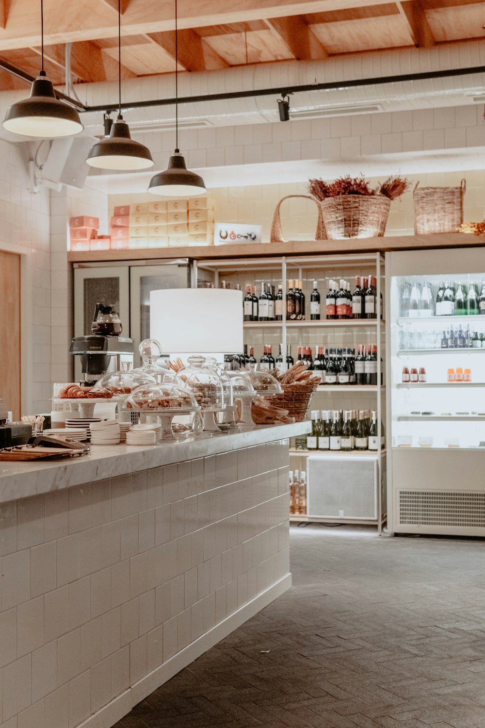 white and brown wooden counter