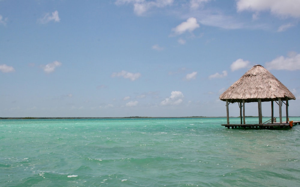 brown wooden beach house on blue sea under blue sky during daytime