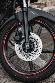 black and silver motorcycle wheel