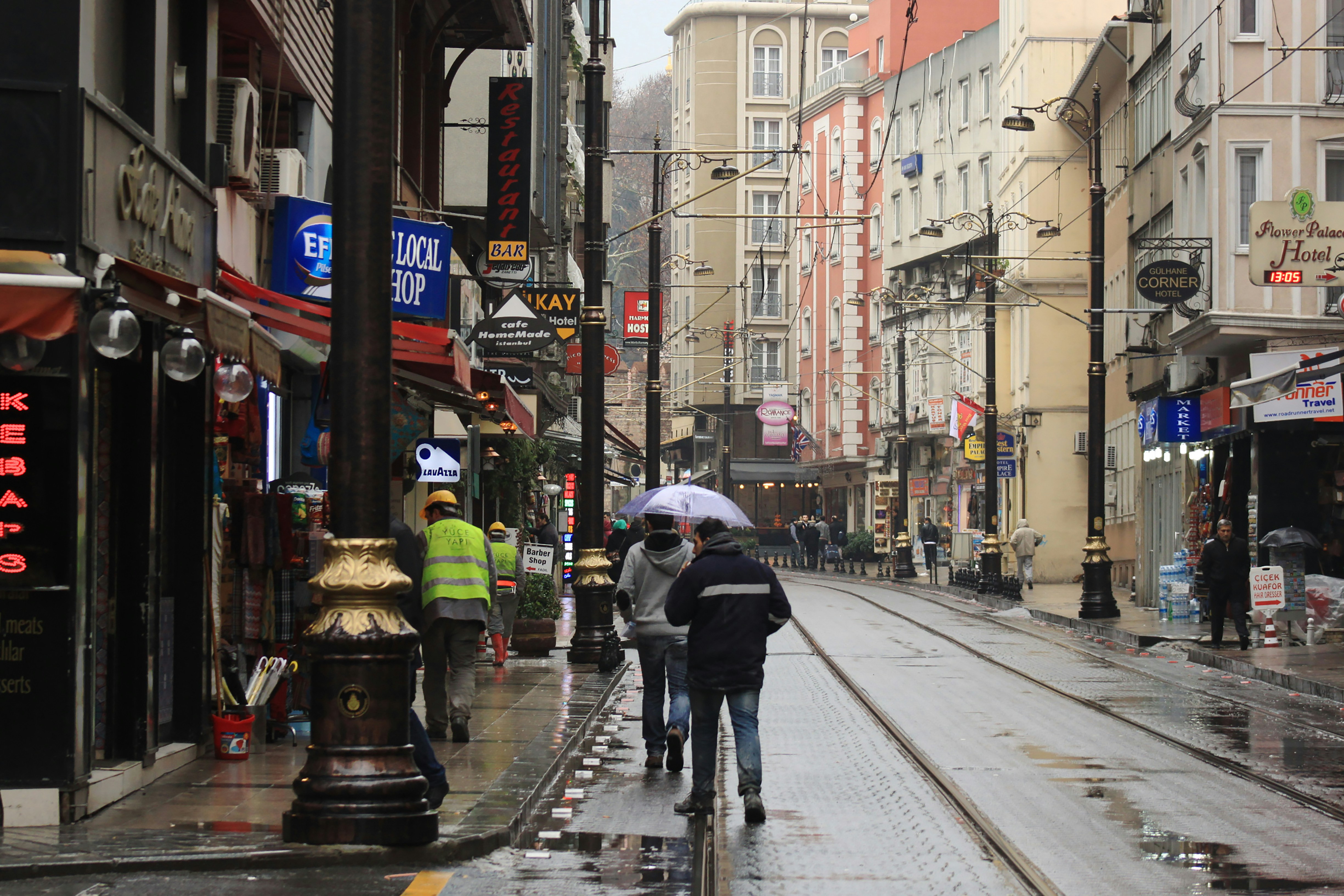 People walking at rainy day
