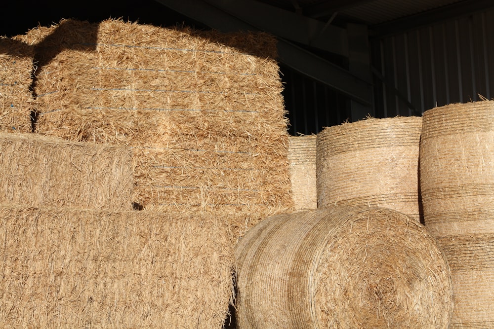 brown rolled hays in room