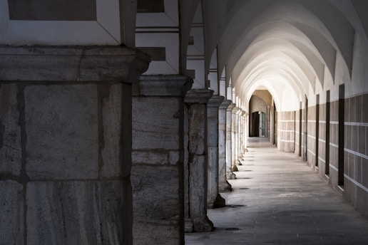 gray concrete hallway with no people