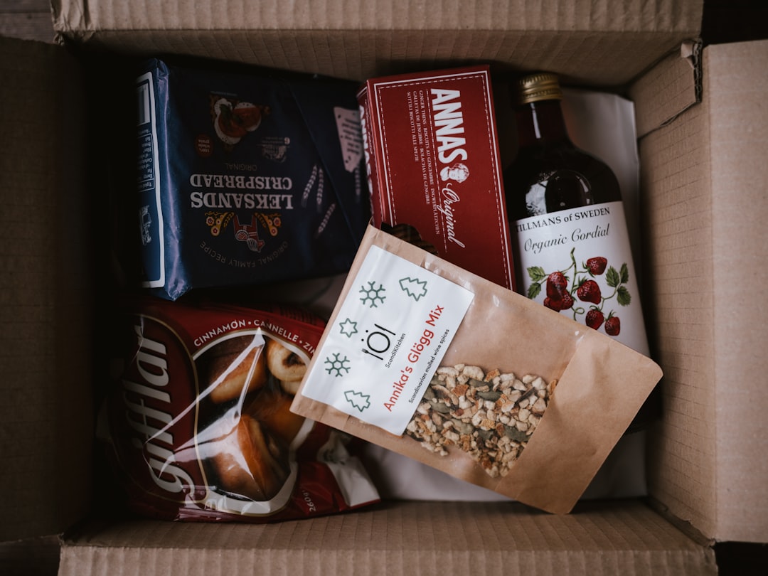 brown and white plastic pack, Care package of Swedish treats from one of my best friends after a cycling accident.