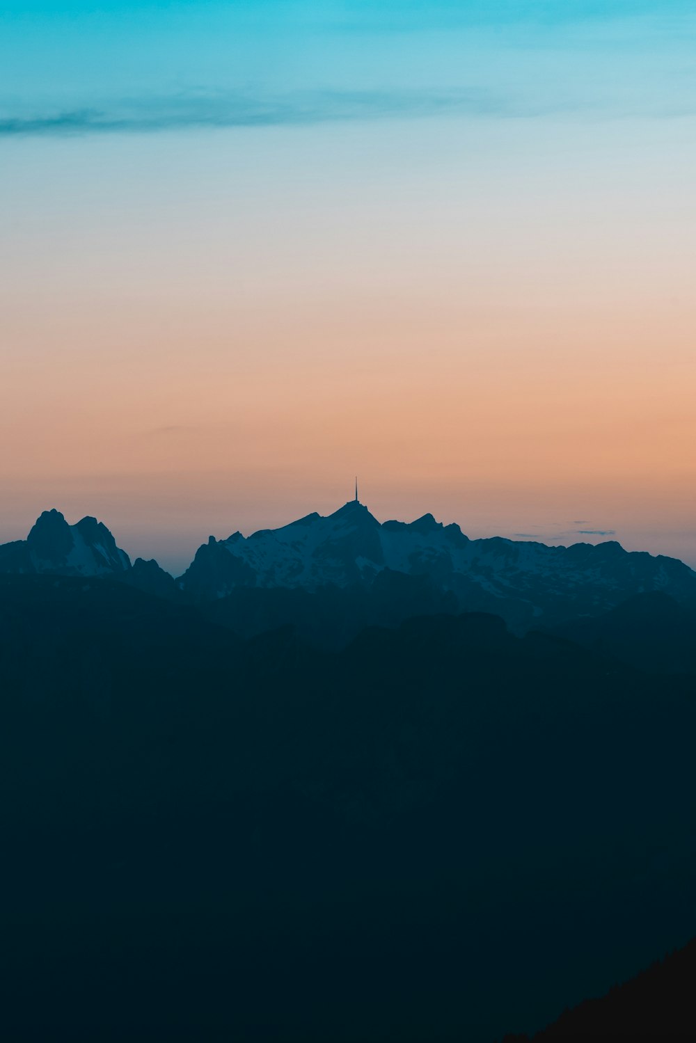 silhouette of mountain during sunset