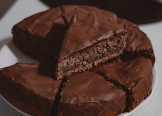 chocolate cake on white ceramic plate