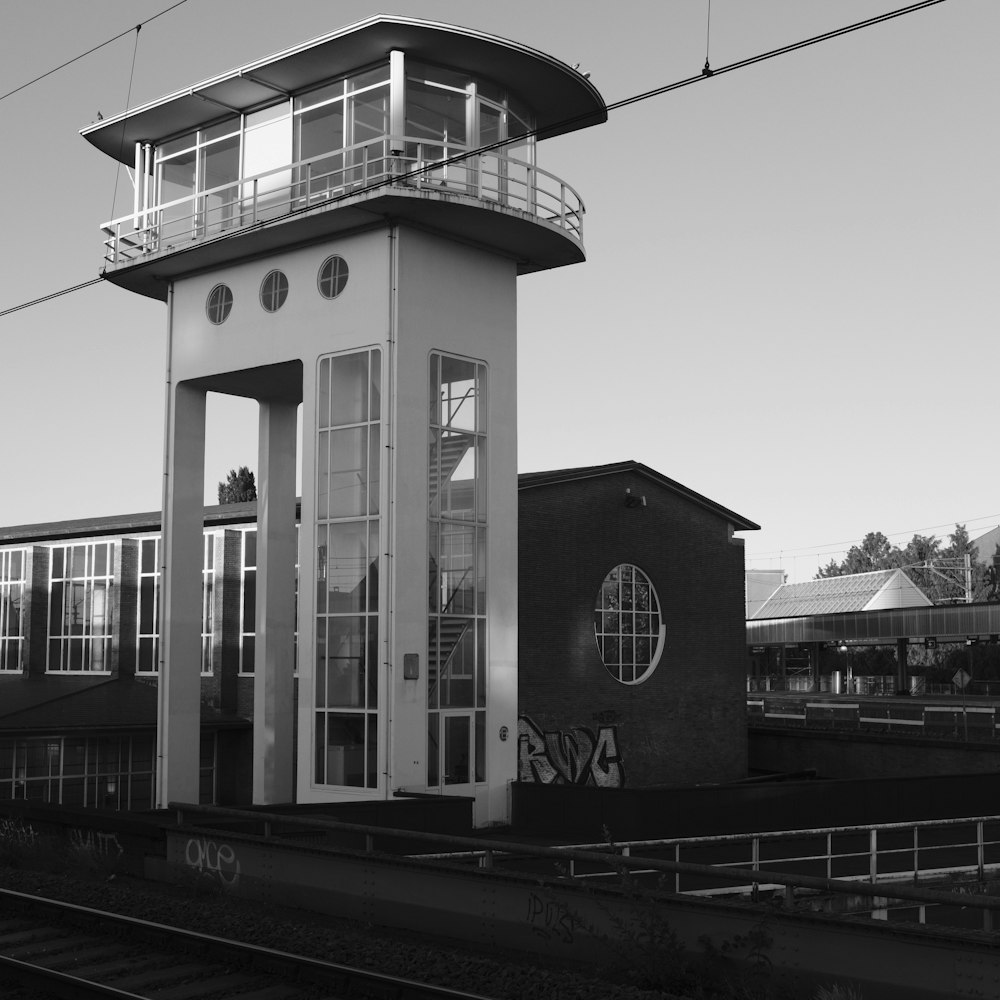 grayscale photo of a building