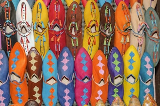 Moroccan red and yellow floral flip flops