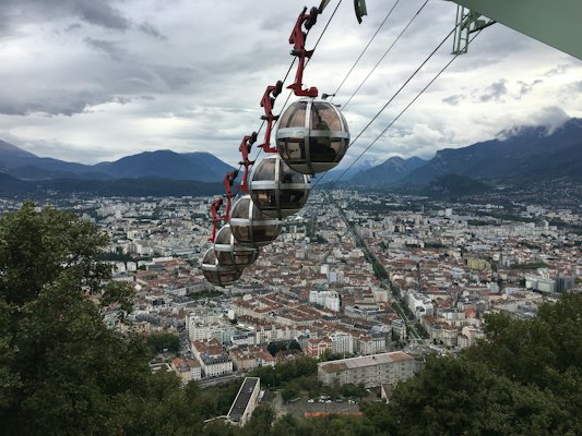 The Bastille cable car over the city — Grenoble, France