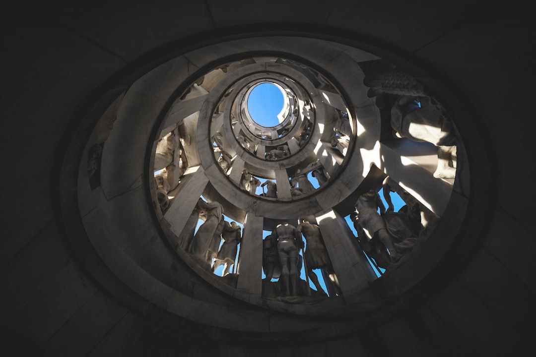low angle photography of spiral staircase