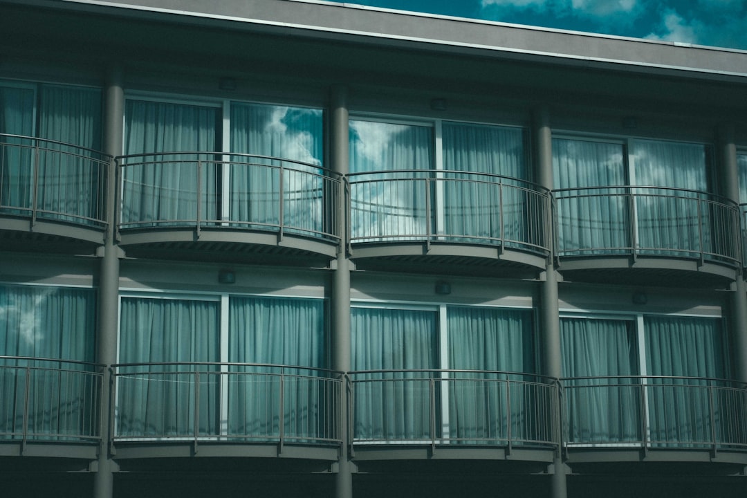 white and blue concrete building