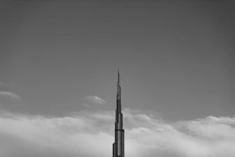 grayscale photo of space needle tower