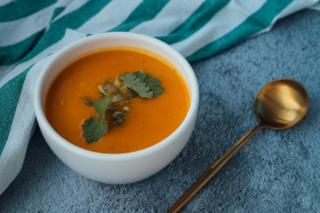 soup in white ceramic bowl