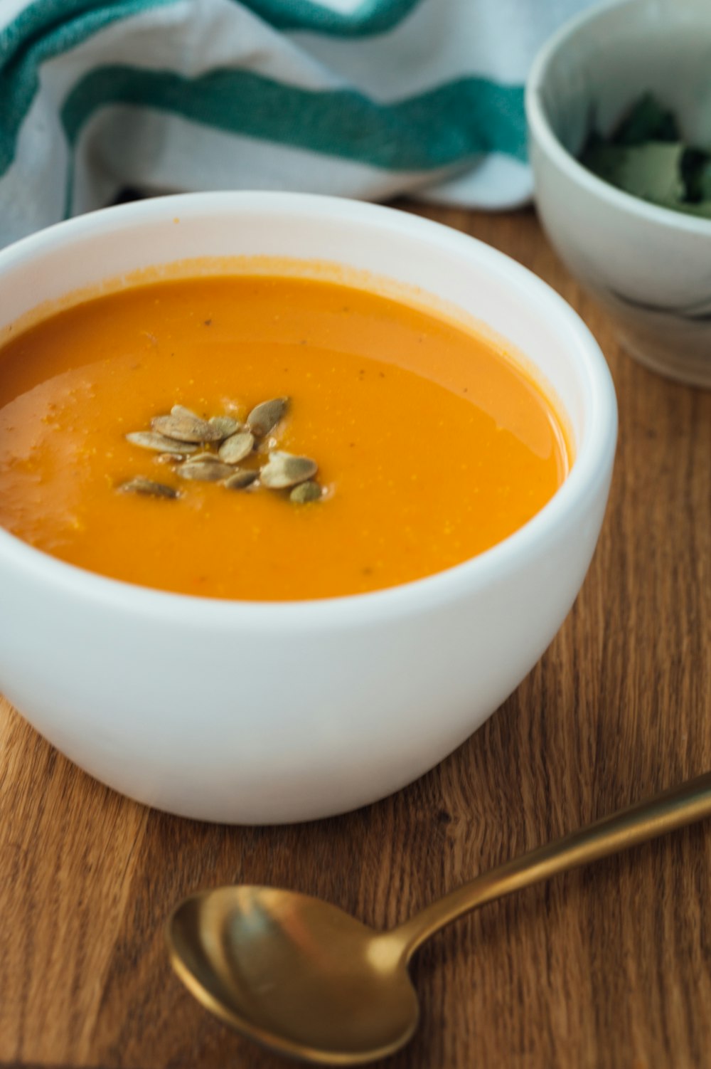 soup in white ceramic bowl