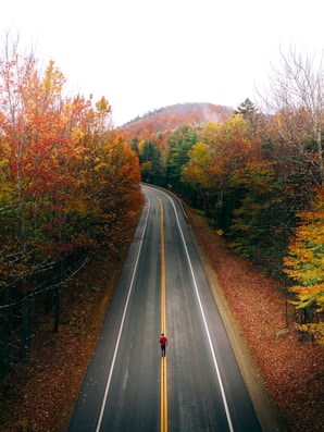person in black jacket walking on the road during daytime