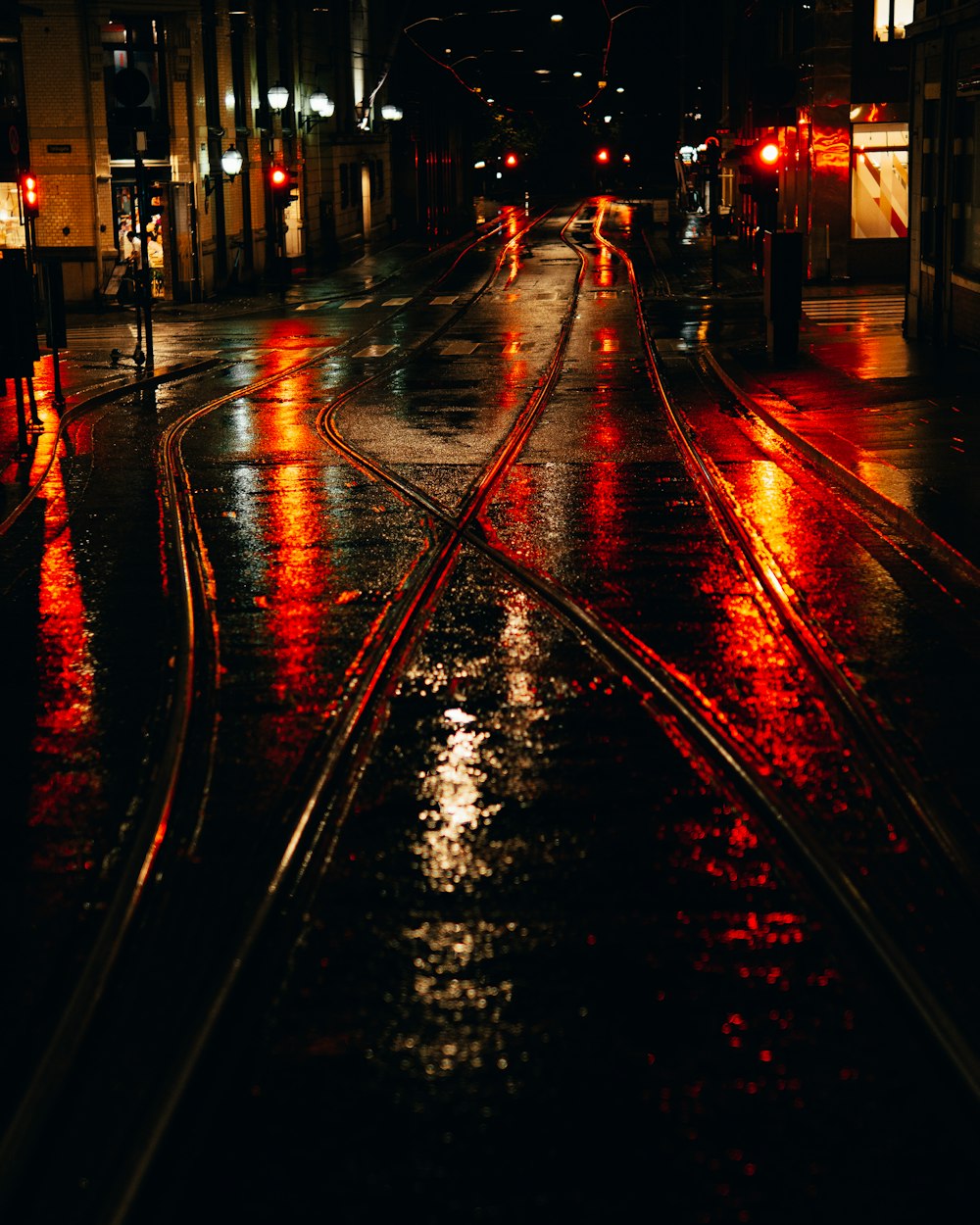 city street with red lights during night time photo – Free Light Image on  Unsplash