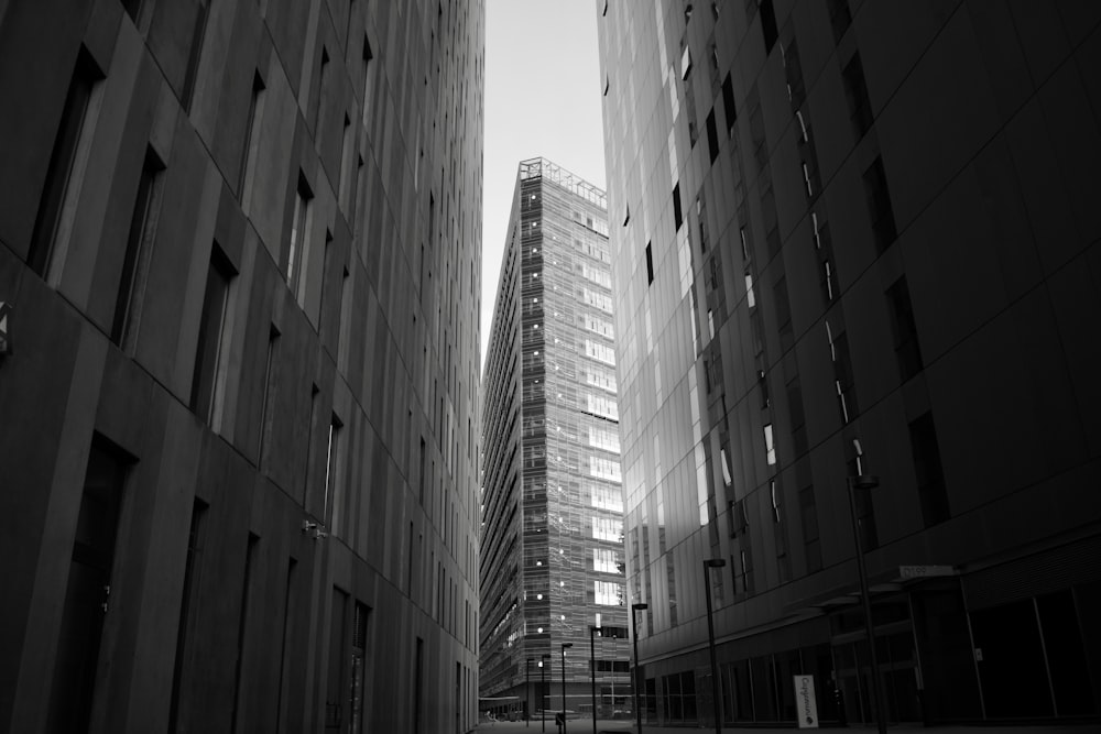 grayscale photo of high rise building