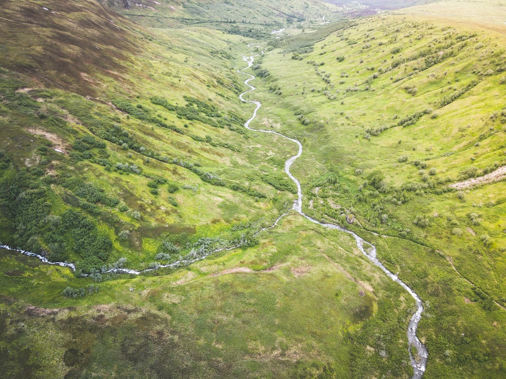 aerial view of green mountains