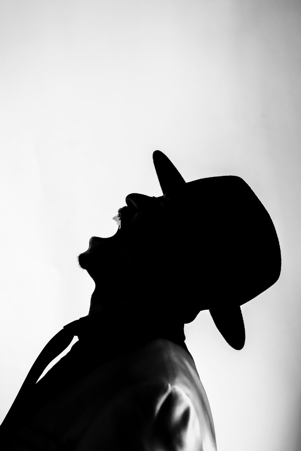 silhouette of woman wearing hat