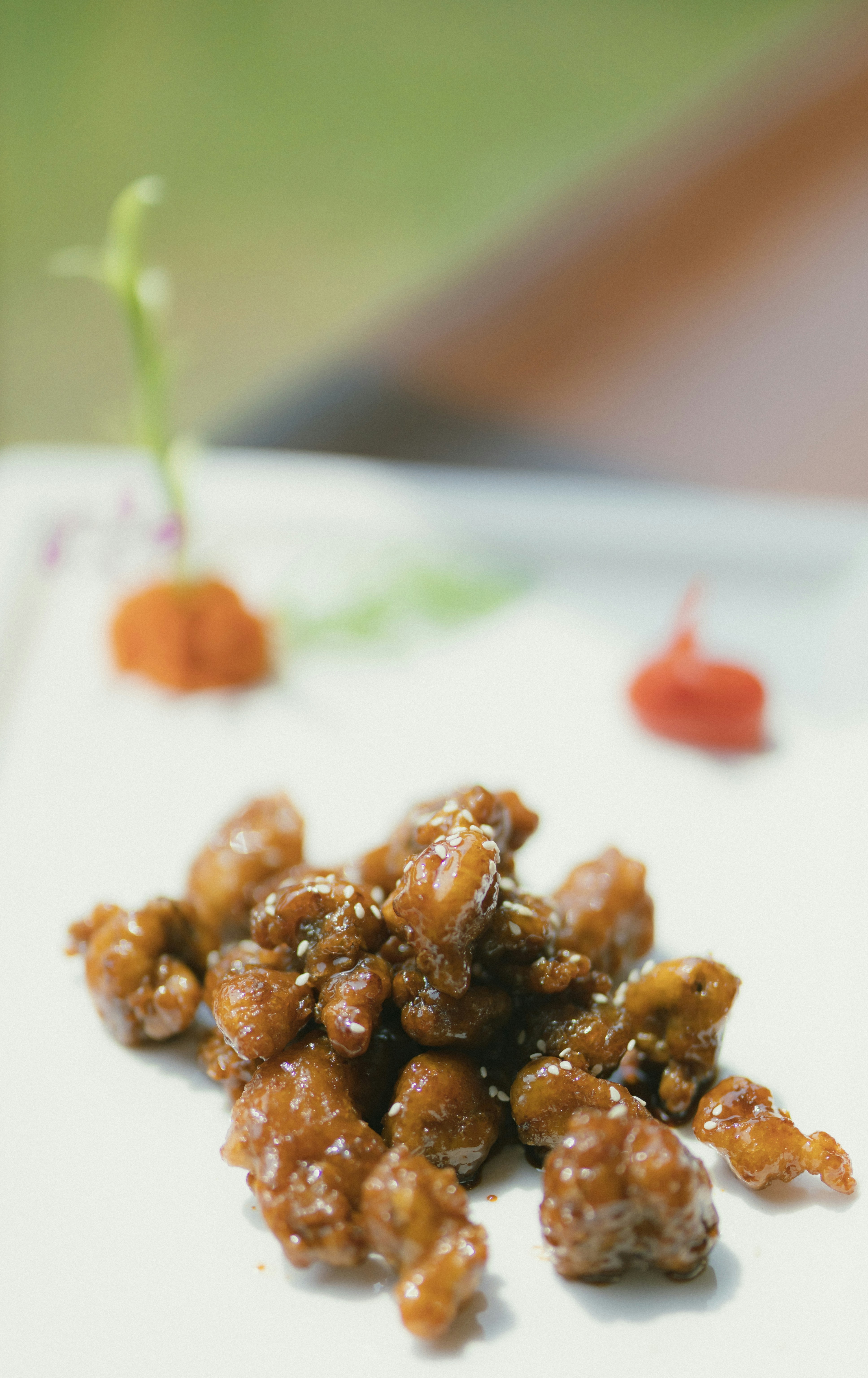 brown food on white ceramic plate