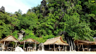 A vibrant collage showing a tropical beach, a mountain adventure, and a luxury hotel lobby.
