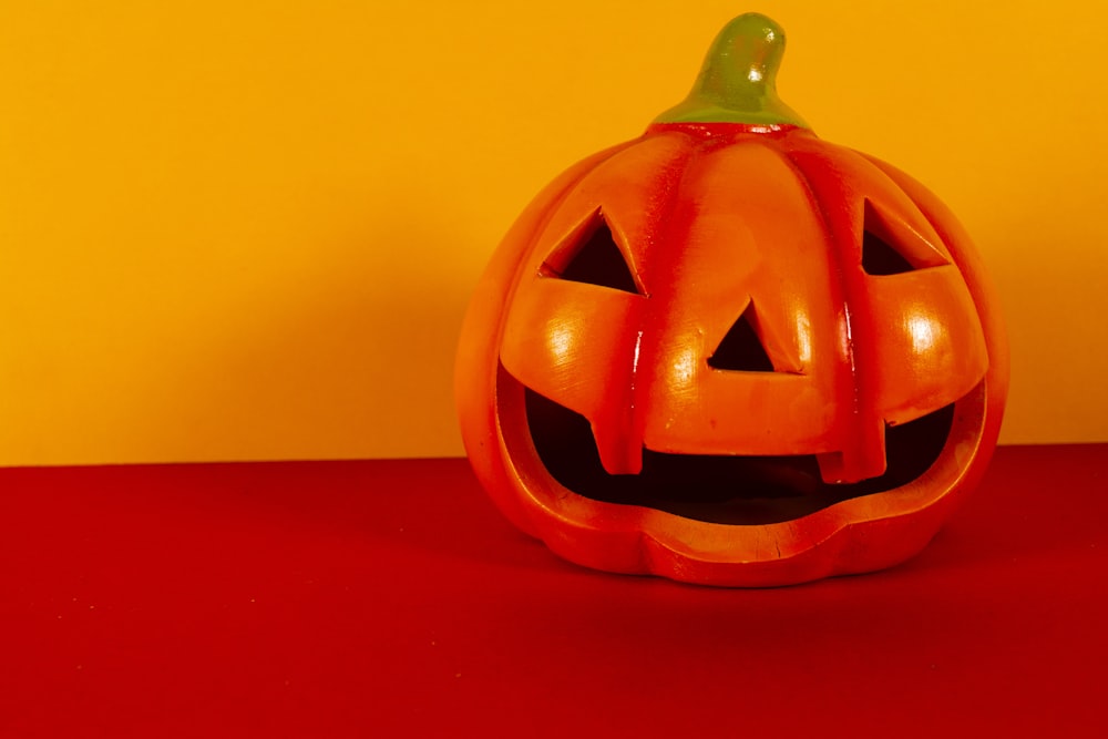 jack o lantern on red surface