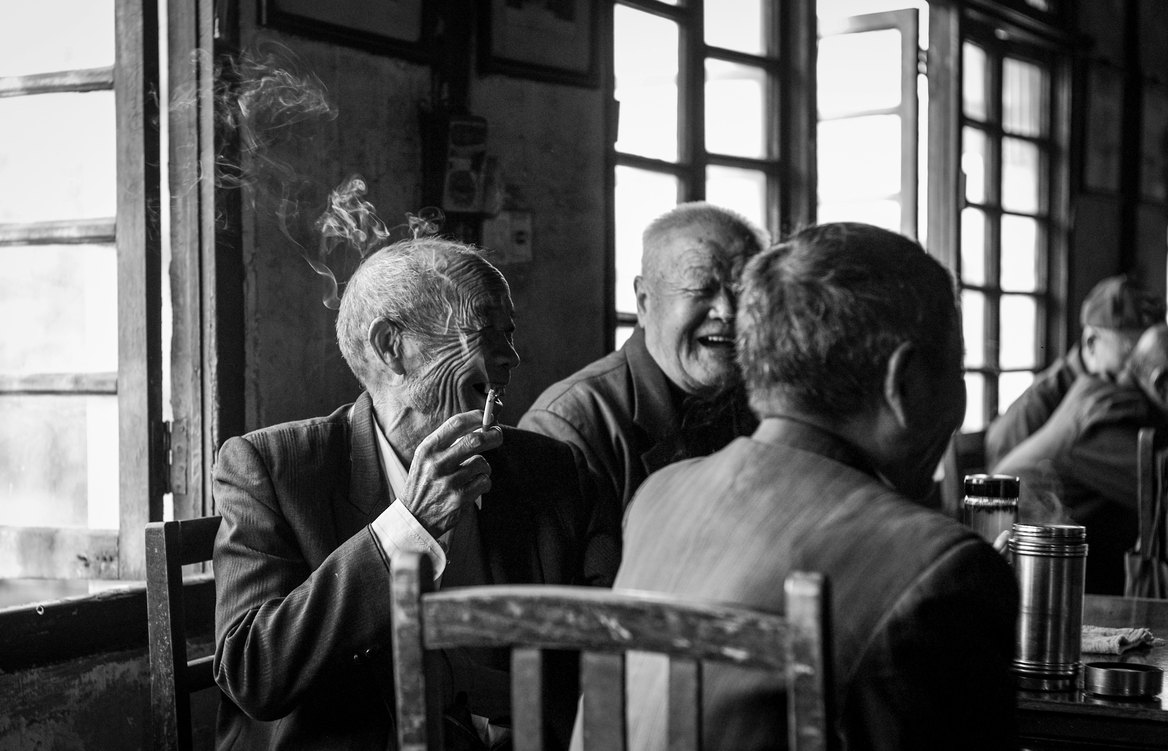 Bob and Frank laughing together