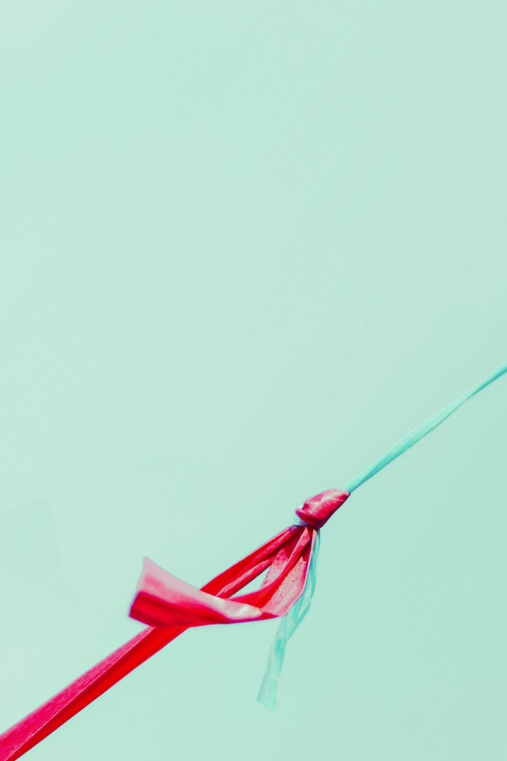 red umbrella with green rope