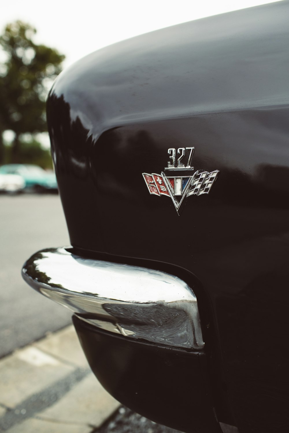 a close up of the tail end of a classic car