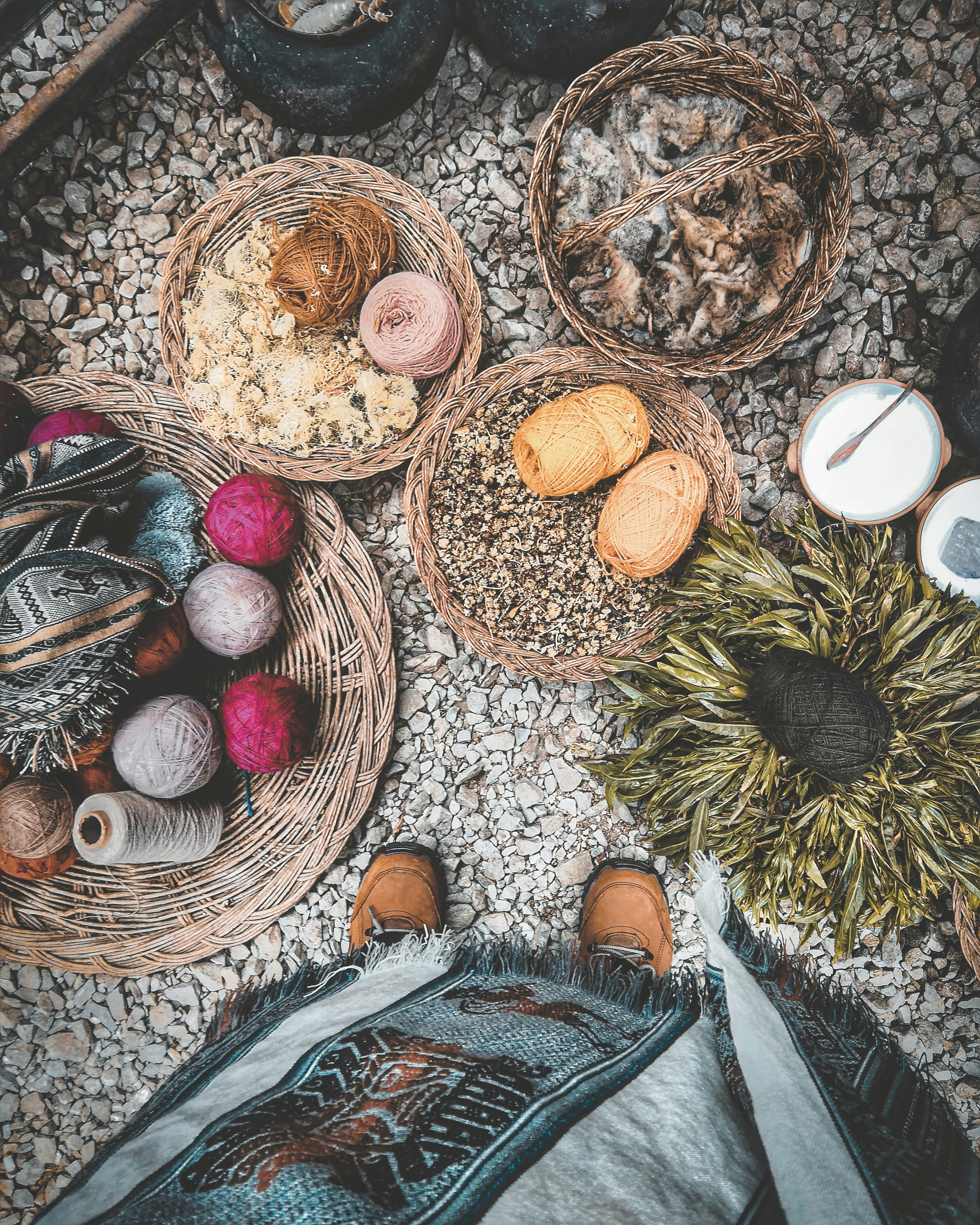 brown and white round ornament