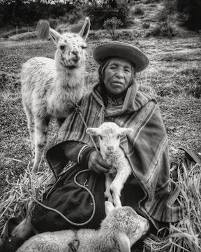 A researcher interviewing an elder in a traditional village setting.