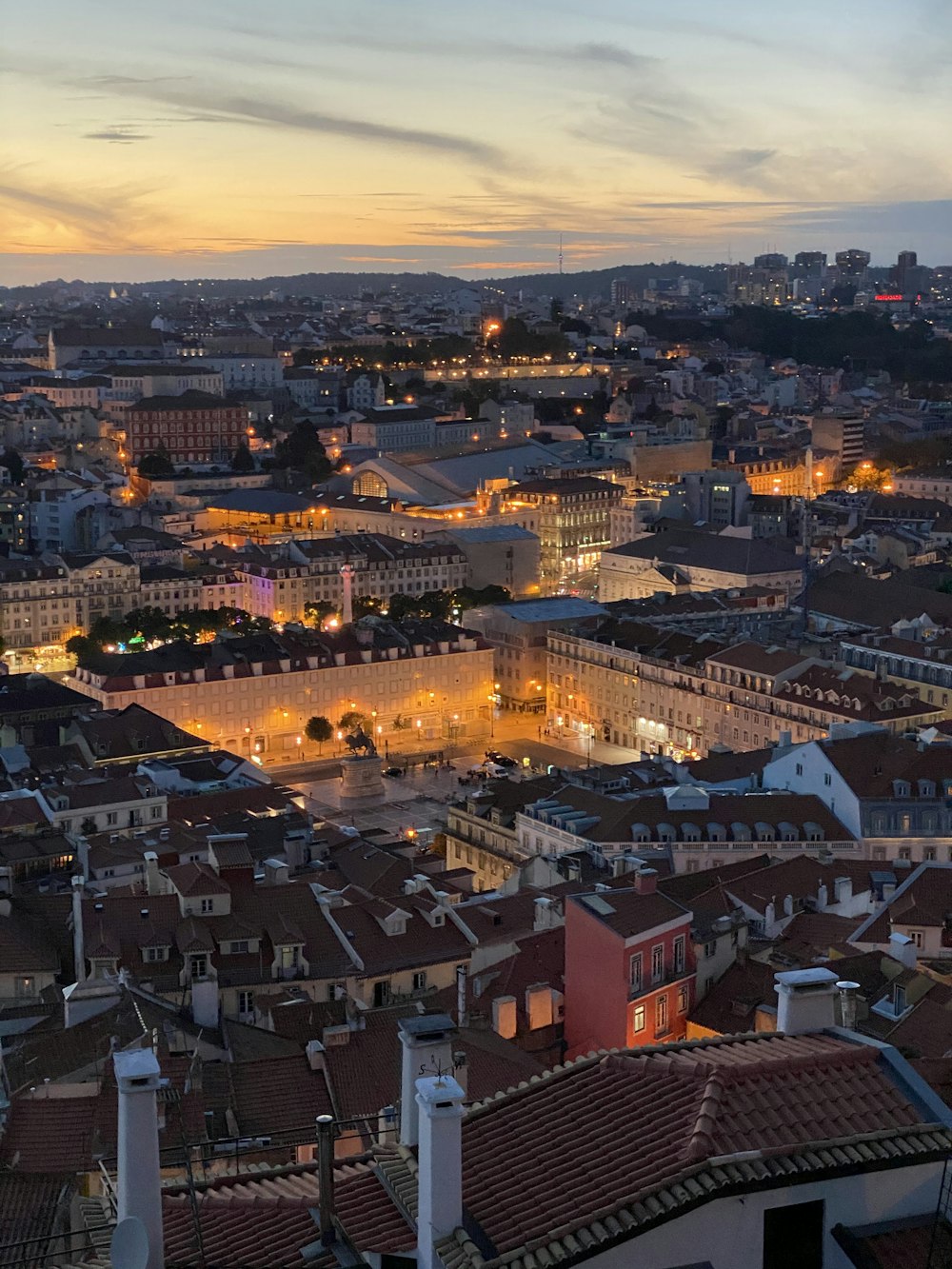 aerial view of city during night time