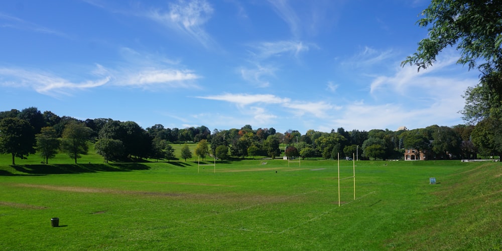 campo de grama verde sob o céu azul durante o dia