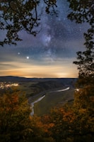 A serene landscape of the Douro River illuminated by stars.