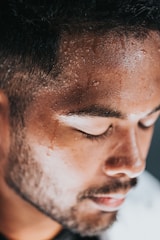mans face in close up