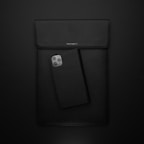 black leather smartphone flip case