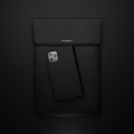 black leather smartphone flip case