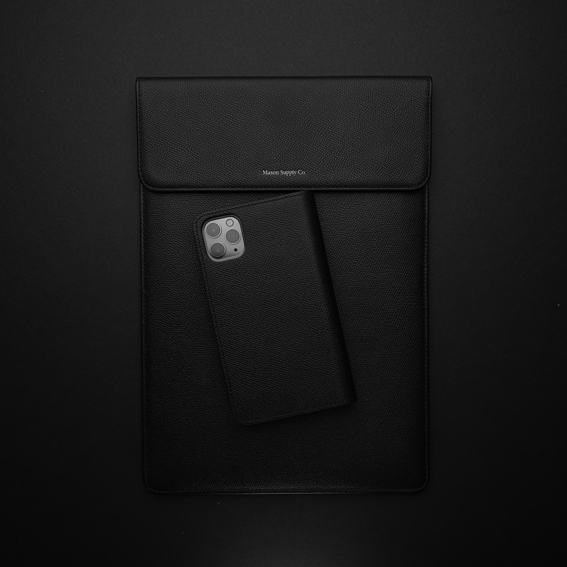 black leather smartphone flip case