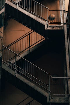 blue and brown concrete staircase
