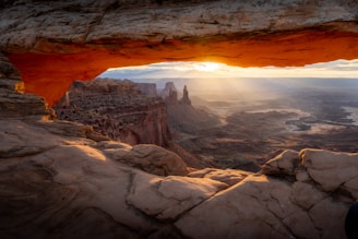 A warm sunset view over the winding walls of Antelope Canyon.