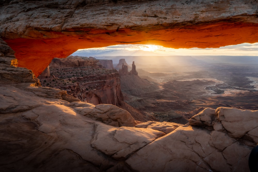 brown rocky mountain during sunset