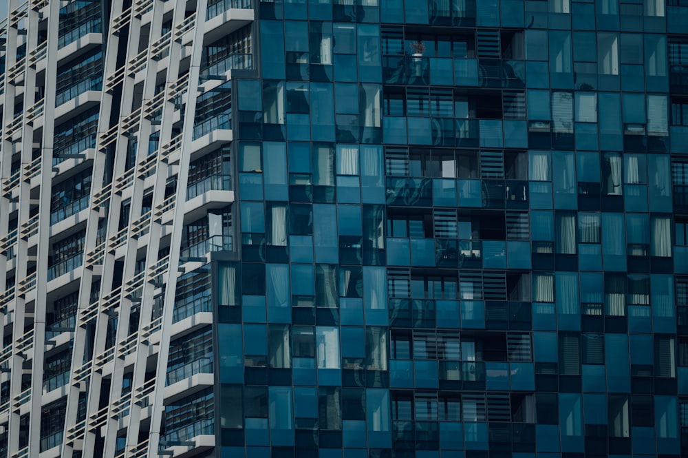 blue and white concrete building